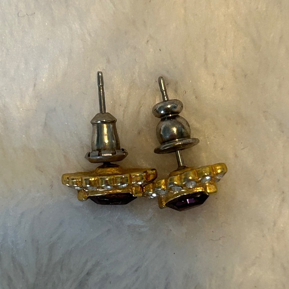 Women’s Gold Tone Purple Crystal Rhinestones - Picture 2 of 3